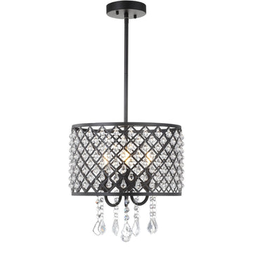 Gigi Metal/Crystal Adjustable LED Drop Chandelier - JONATHAN Y